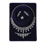 4pcs Bridal Jewelry Sets For Wedding Zirconia CZ Saudi Dubai Indian Necklace Earring Bracelet Set For Women Party Prom Jewelley