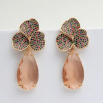 Big Round Drop Earrings Women Luxury Jewelry Shiny Zircon Wedding Bride Dinner Party Green Orange White Dangle Earrings