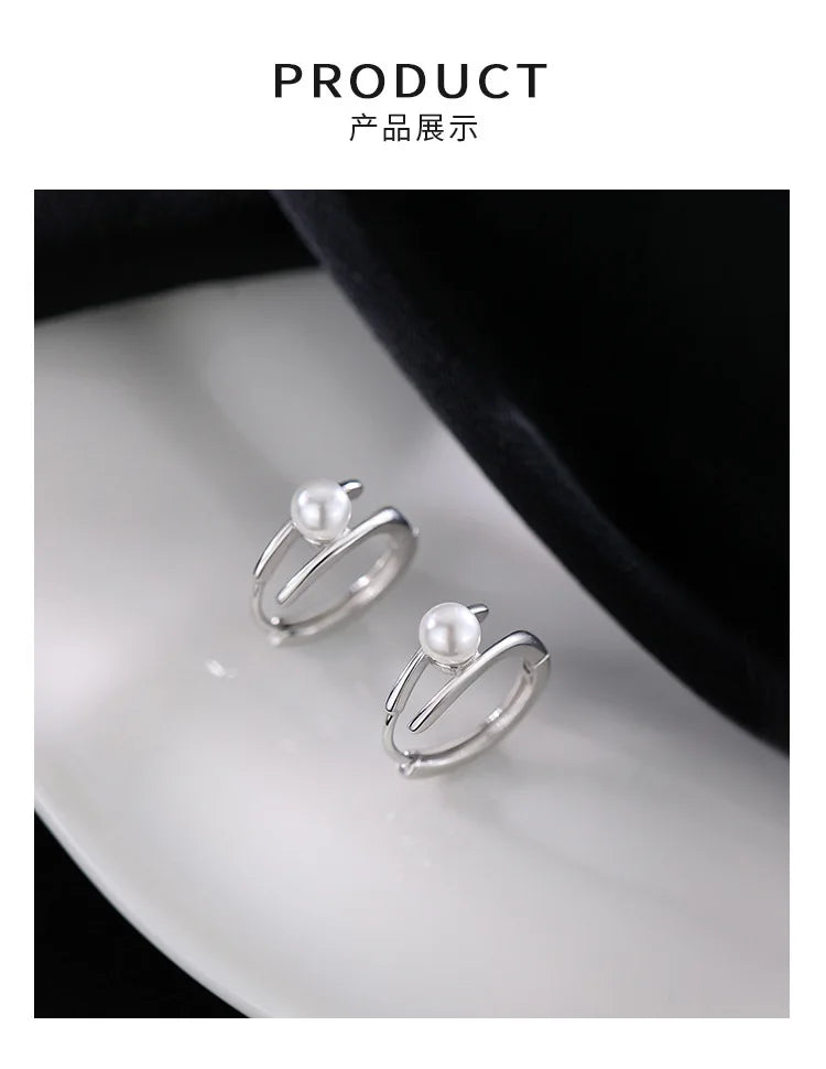 925 Sterling Silver Pearl Earrings Luxurious Exclusive Design Exquisite Simple Fashionable Ear Accessories for Women