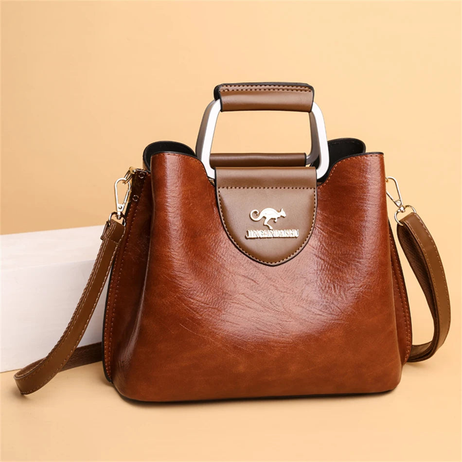 Vintage Luxe Leather Tote | Elegant Women's Shoulder & Crossbody Handbag