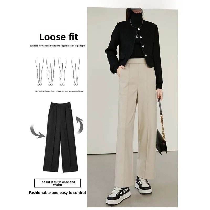 Luxe High-Waist Wool Blend Wide-Leg Trousers