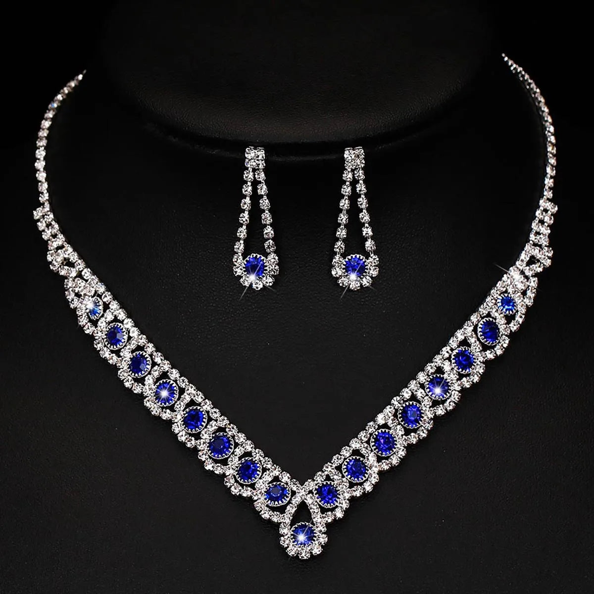 BLIJERY Fashion Bridesmaid Bridal Jewelry Sets for Women Rhinestone Crystal Necklace Earrings Sets Prom Wedding Jewelry Sets