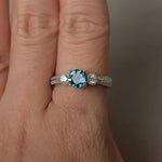 Fashion Female Ring  925 Sterling Silve Sea Blue Round Zircon Finger Rings for Women Promise Love Wedding Ring for Women Jewelry