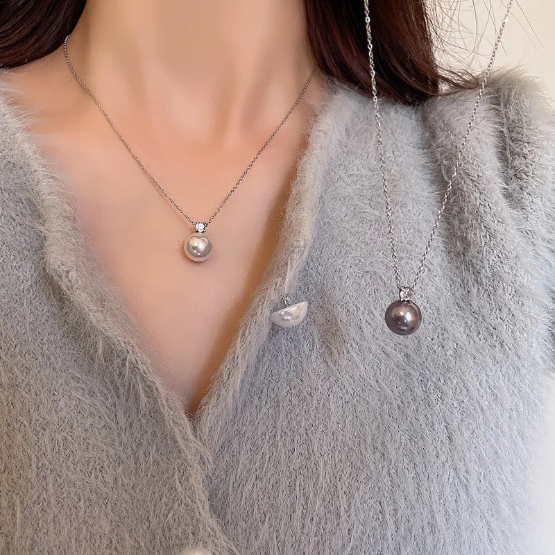 Women Pearl Pendant Necklace Minimalist Niche High-end Clavicle Chain Luxury Fashion Jewelry Accessories