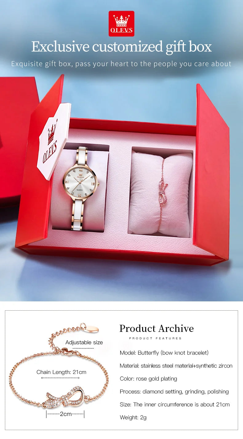OLEVS 5872 Luxury Top Brand Watch For Women Waterproof Luminous Original Quartz Ladies Wristwatch Fashion Women's Watches