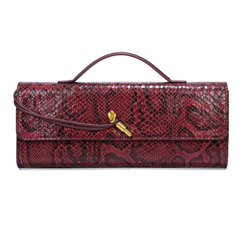 Luxury Design Top-Handle Bag for Women Evening Handbag Long Purse PU Snakeskin Pattern Crossbody Shoulder Bags Fashion Outfits