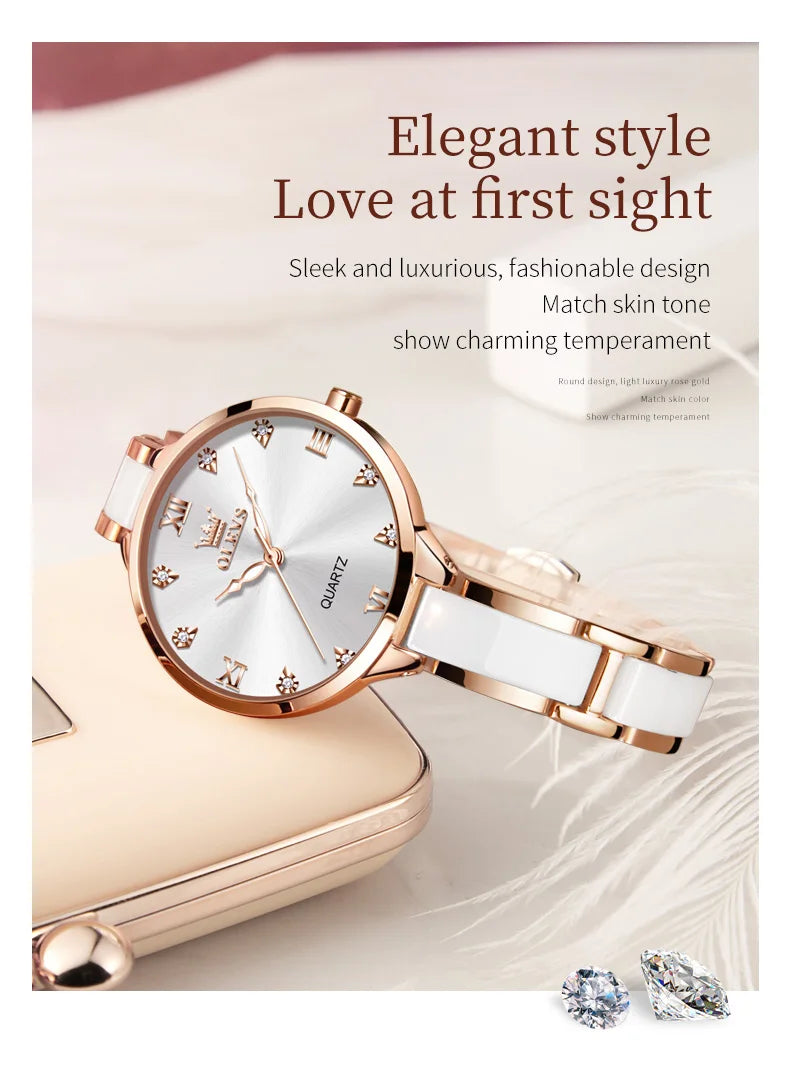 OLEVS 5872 Luxury Top Brand Watch For Women Waterproof Luminous Original Quartz Ladies Wristwatch Fashion Women's Watches