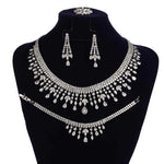 Luxurious Wedding Jewelry Sets HADIYANA Bridal Jewelery Drop Bracelet Earring Necklace And Ring Set BN8963 Dress  Accessories