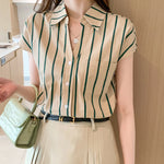 Fashion striped women blouses New Spring Summer ladies shirts sleeveless bottoming shirts Tops blusa mujer