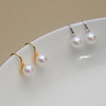 Classic 925 Sterling Silver Ear Hook Natural Freshwater Pearl Round Pearl Earring Jewelry 5A Earring Ear Hook Akoya Pearl EAT
