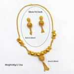 Brazilian 24k Gold Plated Jewelry Set For Women Wedding Long Bead Necklace Earrings Jewellery Dubai Nigerian Bridal Sets