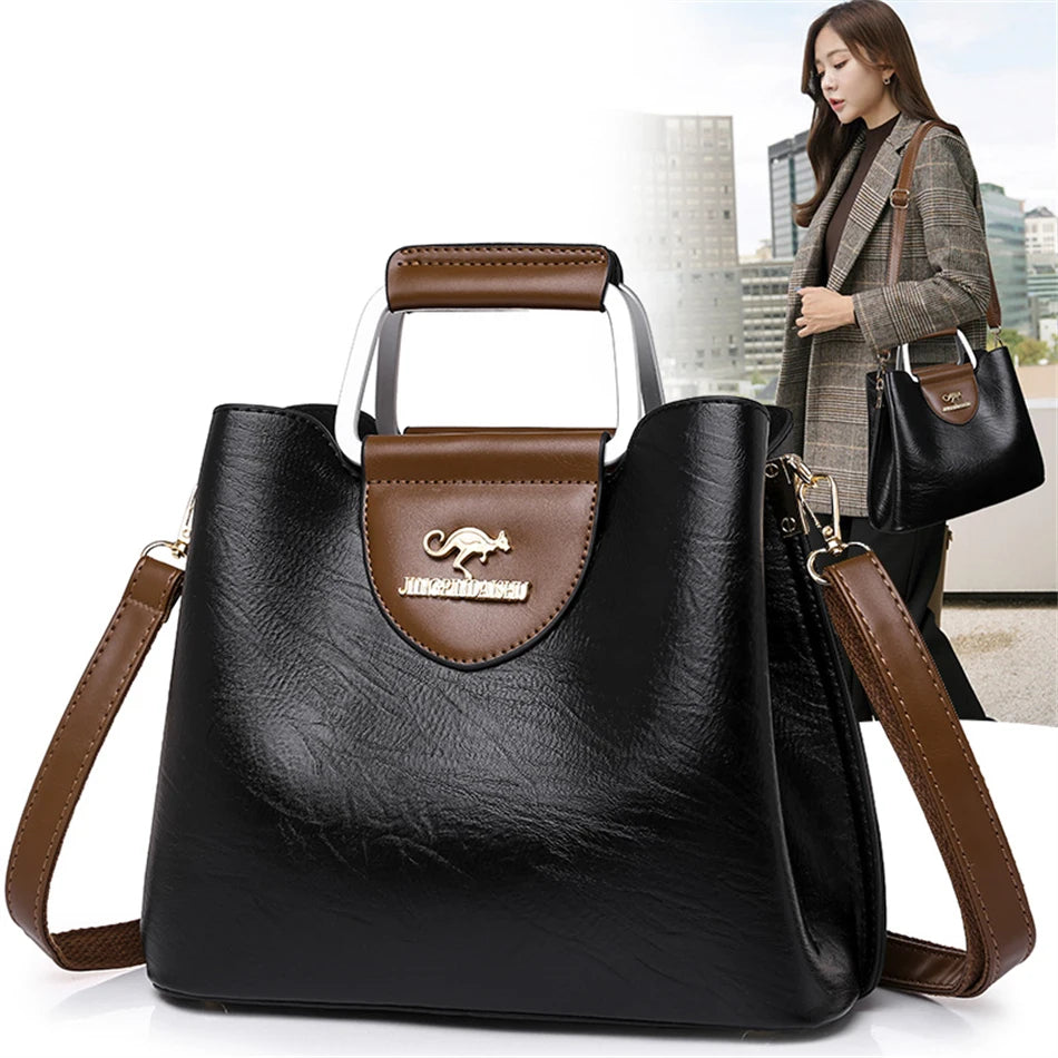 Vintage Luxe Leather Tote | Elegant Women's Shoulder & Crossbody Handbag