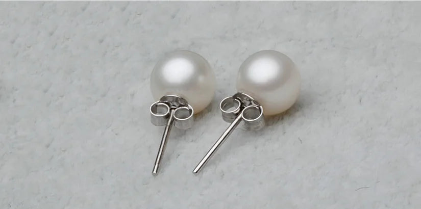 925 Sterling Silver 6-12MM Pearl Ear Studs Earrings For Women Wedding Engagement Party Fashion Charm Jewelry