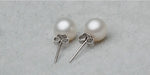 925 Sterling Silver 6-12MM Pearl Ear Studs Earrings For Women Wedding Engagement Party Fashion Charm Jewelry