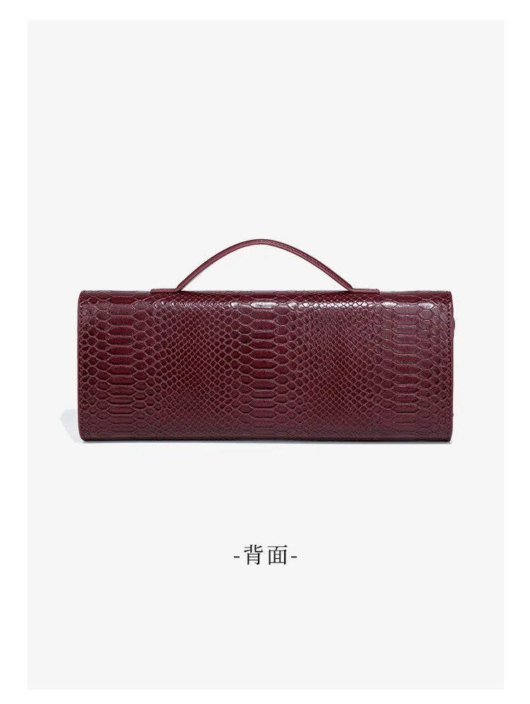 Luxury Design Top-Handle Bag for Women Evening Handbag Long Purse PU Snakeskin Pattern Crossbody Shoulder Bags Fashion Outfits