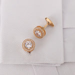 French Cufflinks for Men Light Luxury Women English Rhinestone Shirts Sleeve Studs High-end Business Banquet Suits Cuff Buttons