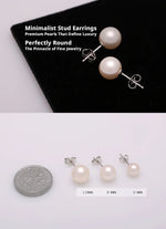 925 Sterling Silver 6-12MM Pearl Ear Studs Earrings For Women Wedding Engagement Party Fashion Charm Jewelry
