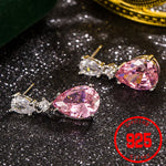 Drop Earrings Women Engagement Party Exquisite Ear Accessories Fashion Jewelry Temperament Sweet Pink Pear Cubic Zirconia