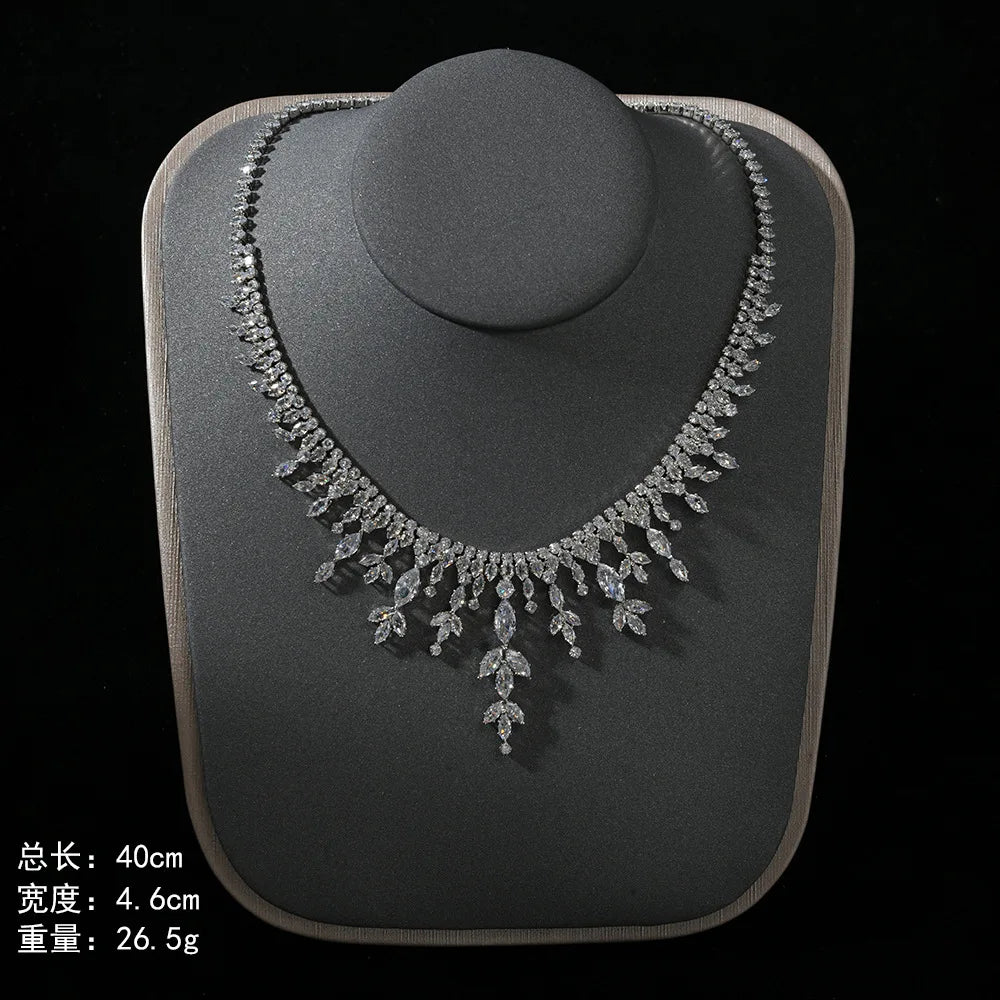 4pcs Bridal Jewelry Sets For Wedding Zirconia CZ Saudi Dubai Indian Necklace Earring Bracelet Set For Women Party Prom Jewelley