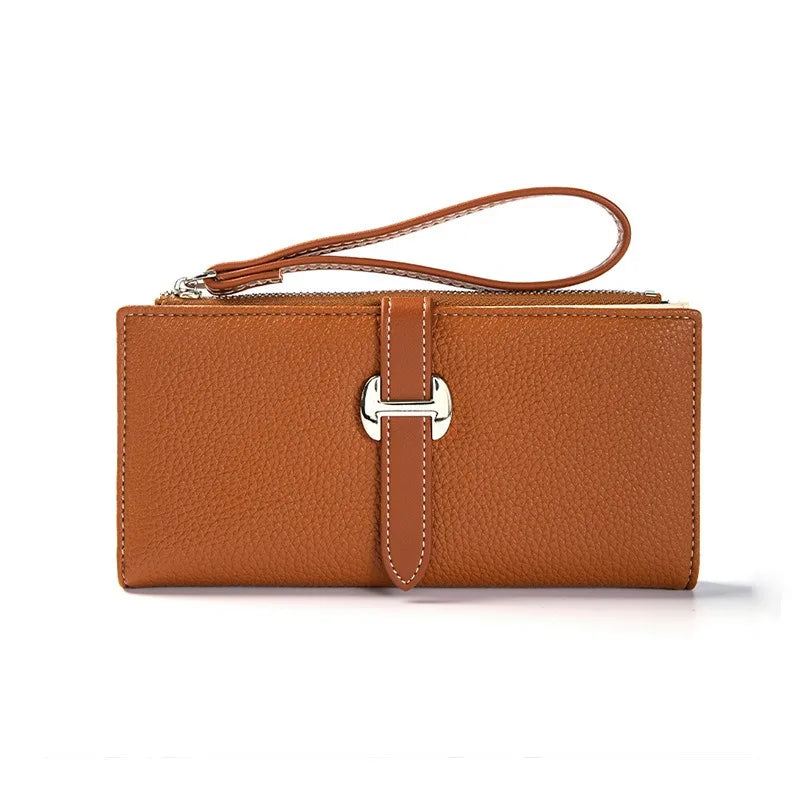 Luxury Designer Women's Wallet PU Leather Long Purse for Women Card Holder Handbag with Zip Pocket Simple Clutch Bag