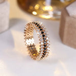Fashion Rose Golden Rings For Women Vintage Accessories Full Black White cubic zirconia Shiny Ring Fine Jewelry