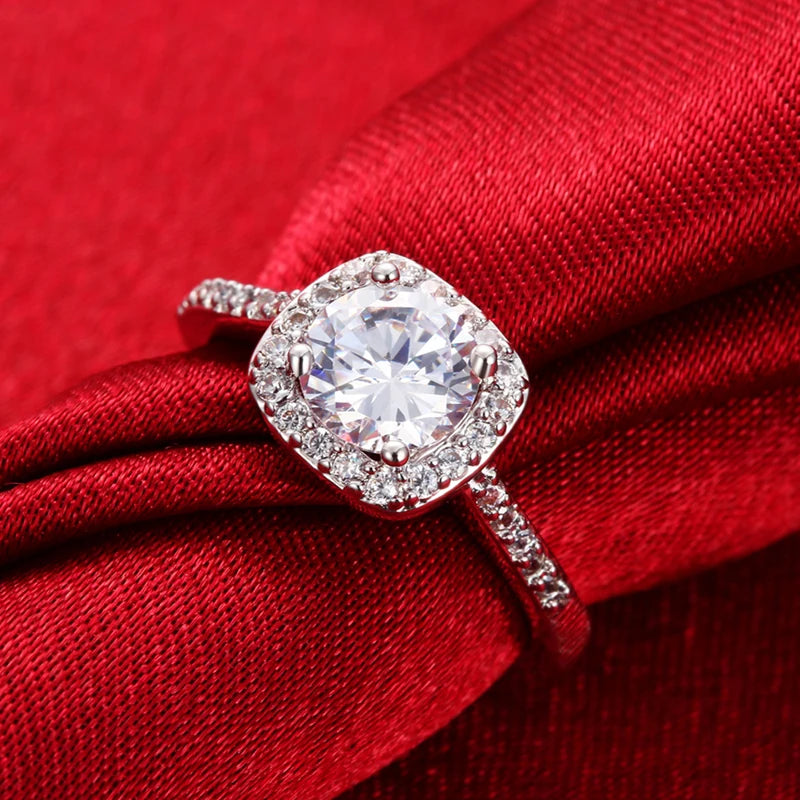 Fashion Rings For Women  Wedding Engagement Jewelry Accessory Cubic Zircon Stone Promise Finger Ring Anillos Femme