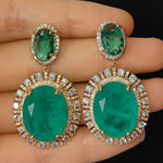 Big Round Drop Earrings Women Luxury Jewelry Shiny Zircon Wedding Bride Dinner Party Green Orange White Dangle Earrings
