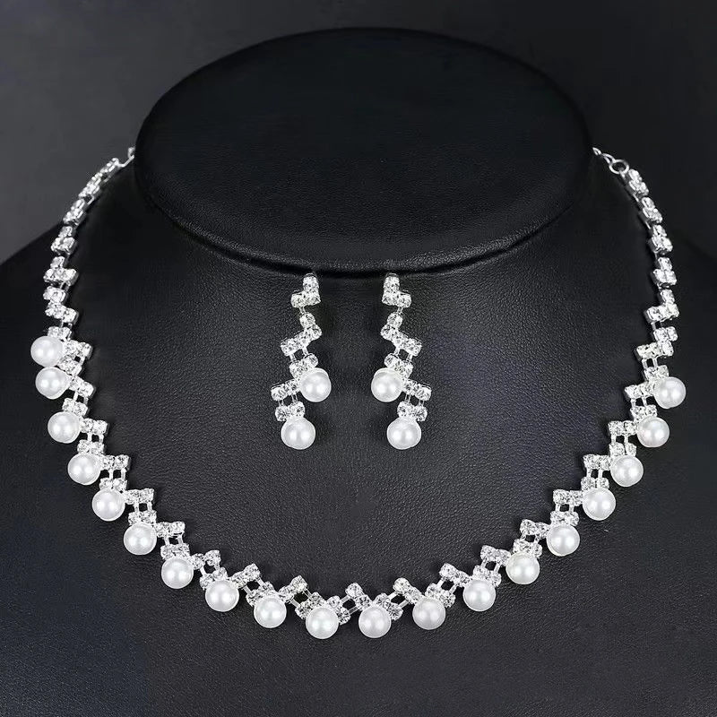BLIJERY Fashion Bridesmaid Bridal Jewelry Sets for Women Rhinestone Crystal Necklace Earrings Sets Prom Wedding Jewelry Sets