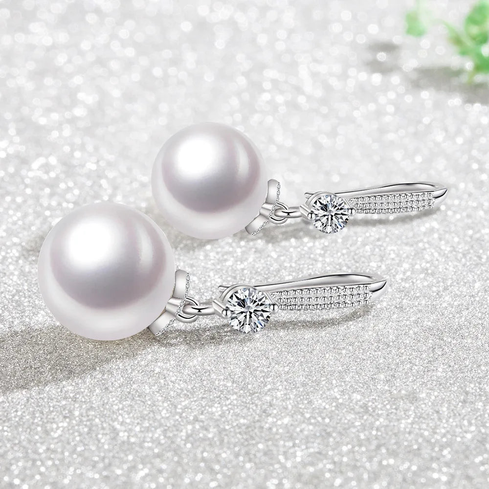 Elegant 925 Sterling Silver Luxury Pearl Earrings for Women, Wedding Party Jewelry Accessories