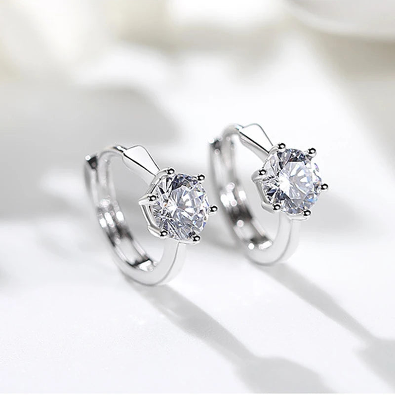 Stud Earrings For Women Classic Six Claw Clear AAA+Cubic Zirconia Rose Gold Color Fashion Jewelry For Female KAE094