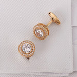 French Cufflinks for Men Light Luxury Women English Rhinestone Shirts Sleeve Studs High-end Business Banquet Suits Cuff Buttons