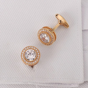 French Cufflinks for Men Light Luxury Women English Rhinestone Shirts Sleeve Studs High-end Business Banquet Suits Cuff Buttons