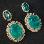 Big Round Drop Earrings Women Luxury Jewelry Shiny Zircon Wedding Bride Dinner Party Green Orange White Dangle Earrings
