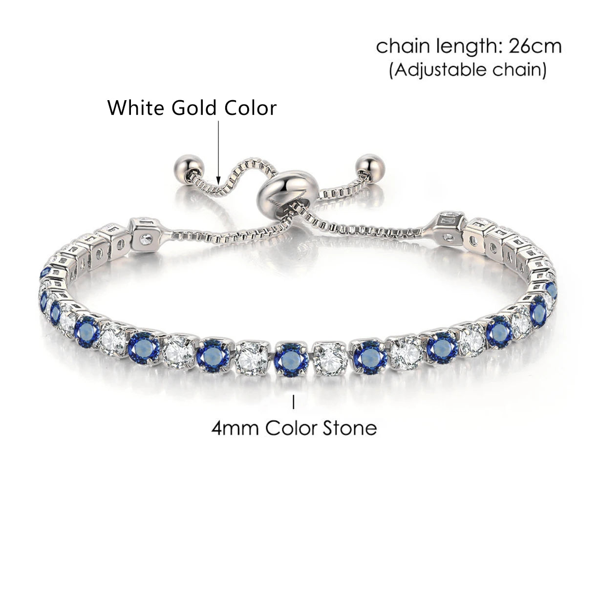 Tennis Bracelets For Women Simple Blue Round 3*3mm Zircon Rose Gold Color Female Bracelet Jewerlly Fashion Korean Gifts H055