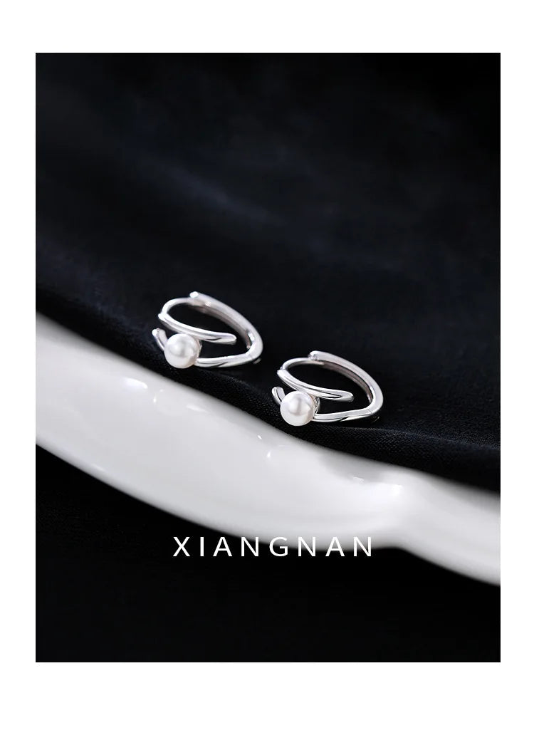 925 Sterling Silver Pearl Earrings Luxurious Exclusive Design Exquisite Simple Fashionable Ear Accessories for Women