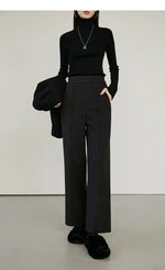 Luxe High-Waist Wool Blend Wide-Leg Trousers