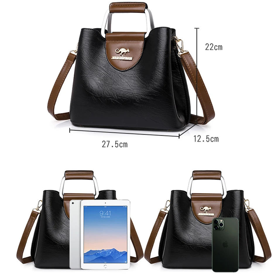 Vintage Luxe Leather Tote | Elegant Women's Shoulder & Crossbody Handbag
