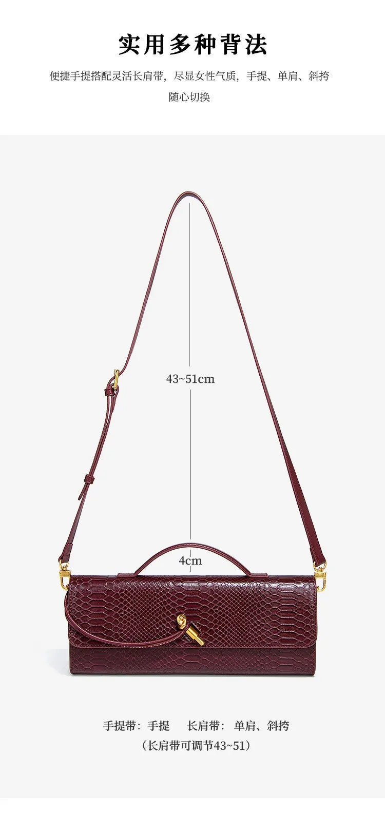 Luxury Design Top-Handle Bag for Women Evening Handbag Long Purse PU Snakeskin Pattern Crossbody Shoulder Bags Fashion Outfits