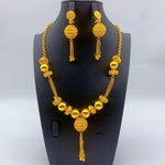 Brazilian 24k Gold Plated Jewelry Set For Women Wedding Long Bead Necklace Earrings Jewellery Dubai Nigerian Bridal Sets
