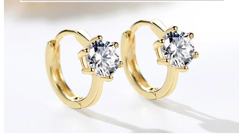 Stud Earrings For Women Classic Six Claw Clear AAA+Cubic Zirconia Rose Gold Color Fashion Jewelry For Female KAE094