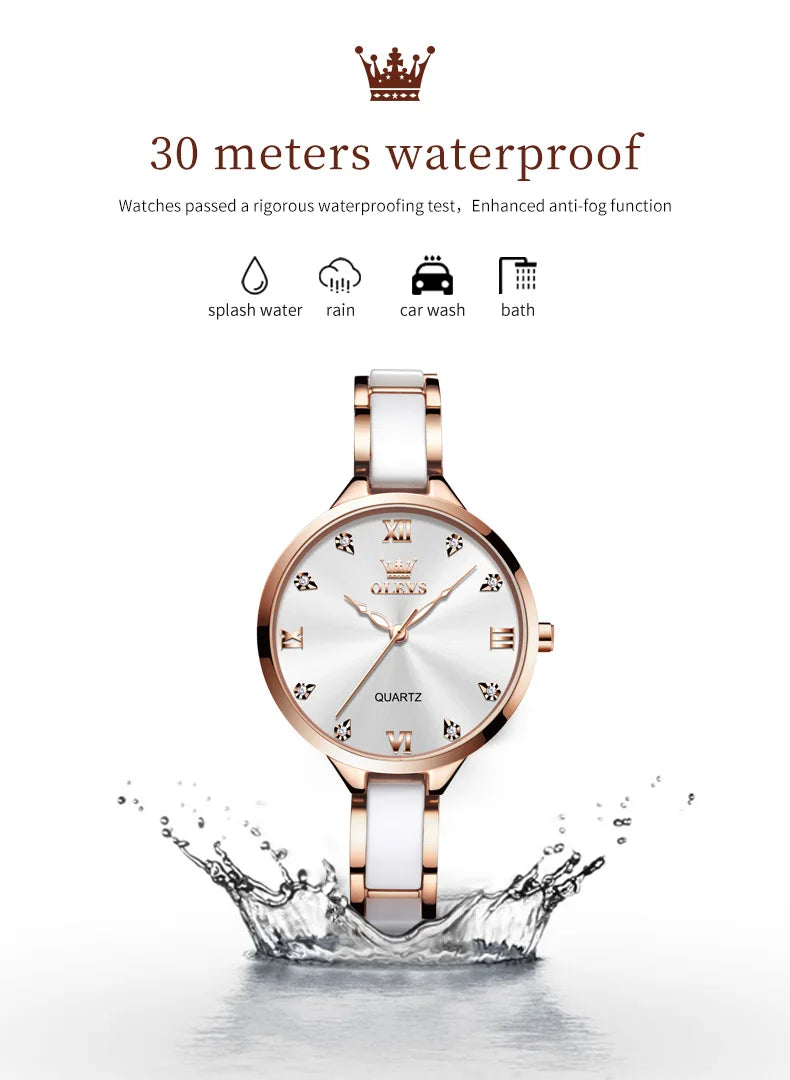 OLEVS 5872 Luxury Top Brand Watch For Women Waterproof Luminous Original Quartz Ladies Wristwatch Fashion Women's Watches