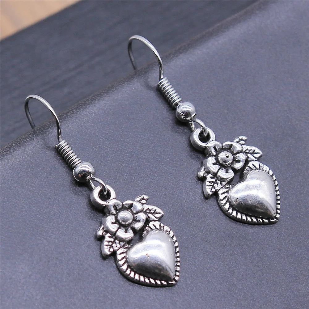 Women Drop Earrings Fashion Handmade Simple Design Cute Small Sunflower Flower Rose Chrysanthemum Daisy Pendant Earrings