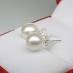 925 Sterling Silver 6-12MM Pearl Ear Studs Earrings For Women Wedding Engagement Party Fashion Charm Jewelry