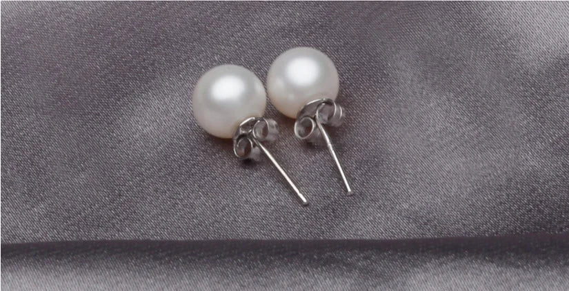 925 Sterling Silver 6-12MM Pearl Ear Studs Earrings For Women Wedding Engagement Party Fashion Charm Jewelry