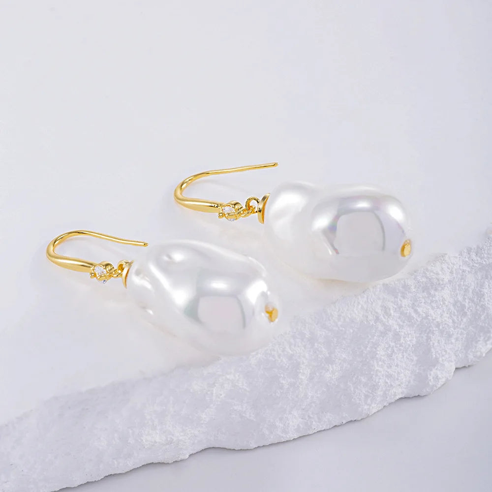 Antique Baroque Pearl Earrings Light Luxury High-end Retro All-match Fashion Elegant Ear Jewelry Cross-border New Arrival