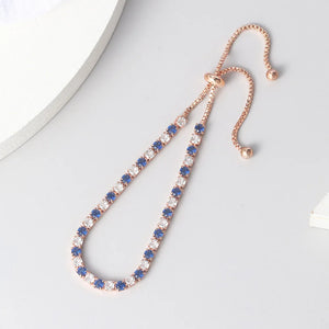 Tennis Bracelets For Women Simple Blue Round 3*3mm Zircon Rose Gold Color Female Bracelet Jewerlly Fashion Korean Gifts H055