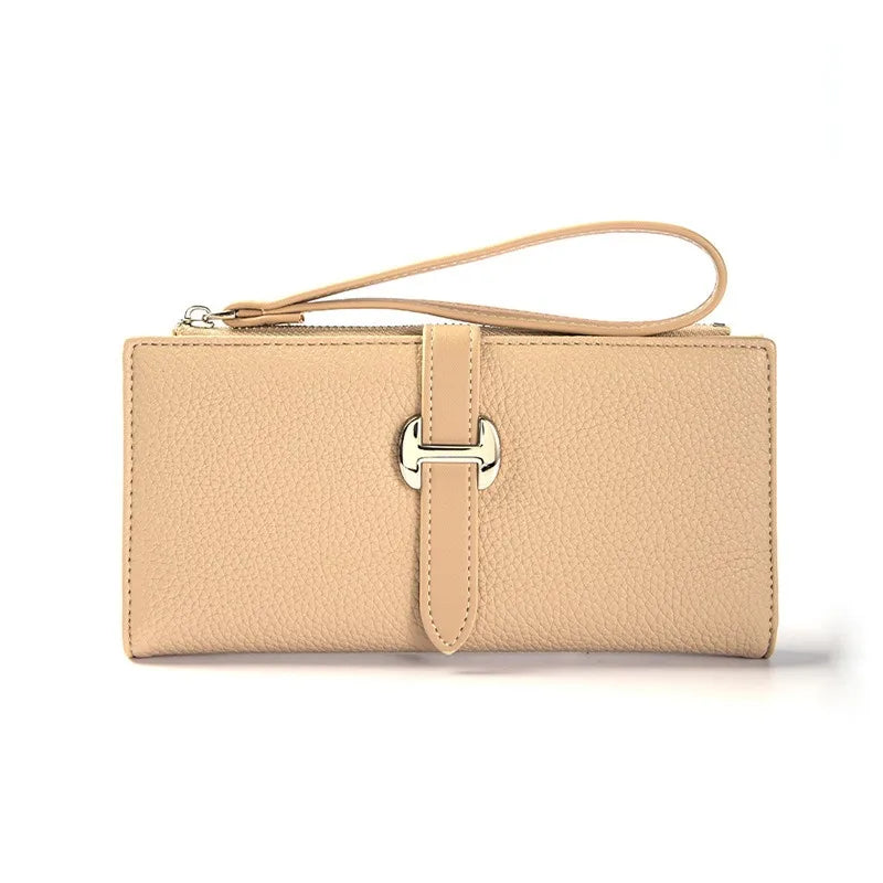 Luxury Designer Women's Wallet PU Leather Long Purse for Women Card Holder Handbag with Zip Pocket Simple Clutch Bag