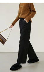 Luxe High-Waist Wool Blend Wide-Leg Trousers