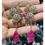Big Round Drop Earrings Women Luxury Jewelry Shiny Zircon Wedding Bride Dinner Party Green Orange White Dangle Earrings