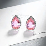 Drop Earrings Women Engagement Party Exquisite Ear Accessories Fashion Jewelry Temperament Sweet Pink Pear Cubic Zirconia
